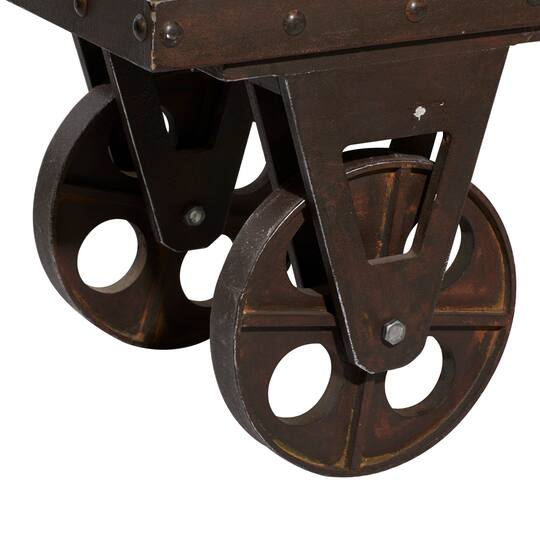 Brown Wood & Metal Industrial Bench